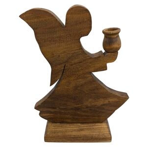Veteran Made Wooden Angel Candle Holder Christmas Xmas Holiday Tabletop Decor